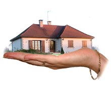 Hand Holding a House Hand Holding a House