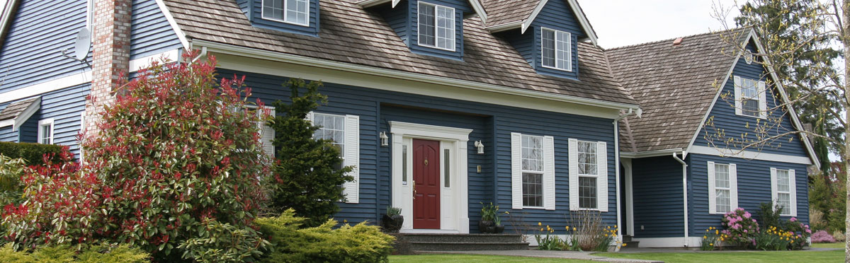 Blue House with Red Door